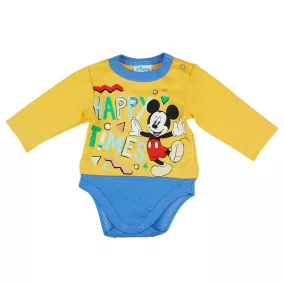   Disney Mickey "Happy times" hosszú ujjú baba body sárga