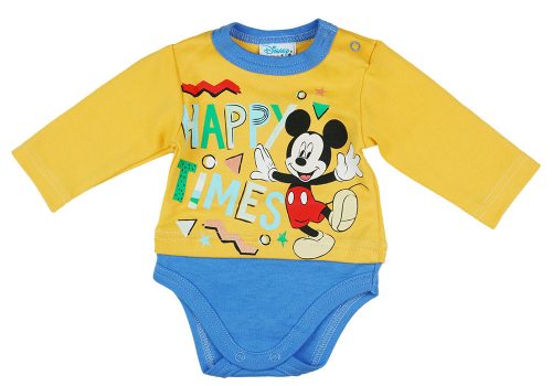 Disney Mickey "Happy times" hosszú ujjú baba body sárga