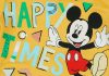 Disney Mickey "Happy times" hosszú ujjú baba body sárga