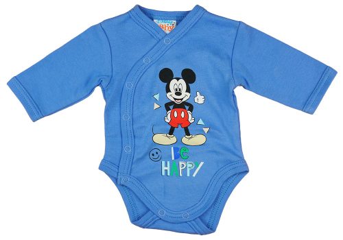 Disney Mickey "Be happy" elöl patentos baba body kék