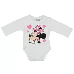   Disney Minnie szívecskés glitteres hosszú ujjú baba body fehér