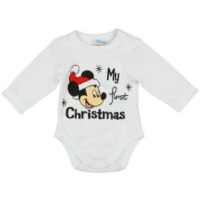   Disney Mickey "My first christmas" feliratos karácsonyi baba body fehér