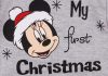 Disney Minnie "My first christmas" feliratos karácsonyi hosszú ujjú baba body szürke