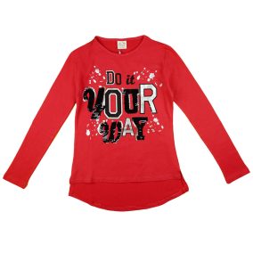 Feliratos hosszú ujjú lányka póló