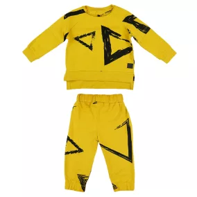   Moi Noi absztrakt mintás 2 részes baba szett (mustársárga)