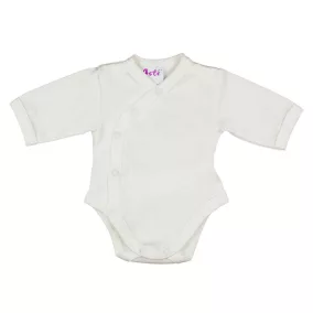 Fehér elöl patentos hosszú ujjú baba body