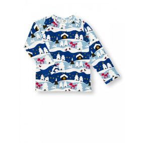   JNY organikus pamut hosszú ujjú kisfiú póló - havas táj