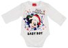 Disney Mickey "Hello Christmas" feliratos hosszú ujjú baba body