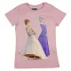 Rövid ujjú lány póló Jégvarázs mintával púder színben