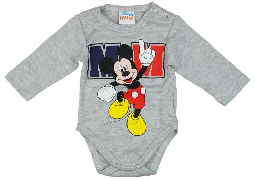 Disney Mickey hosszú ujjú baba body szürke