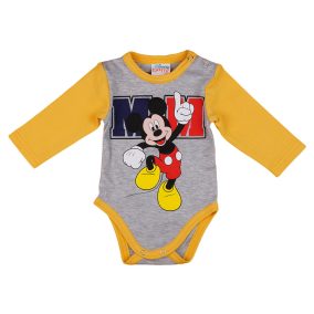 Disney Mickey hosszú ujjú baba body szürke