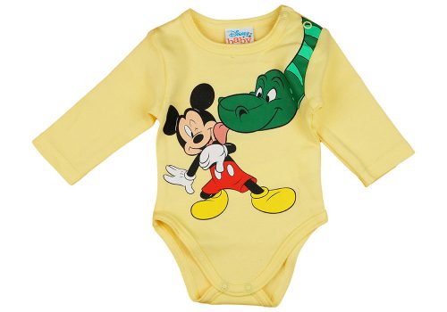 Disney Mickey dinós hosszú ujjú baba body sárga