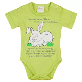 Nyuszis feliratos rövid ujjú baba body
