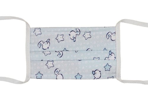 Kétrétegű textil szájmaszk gyerekeknek orrmerevítővel kék kacsás