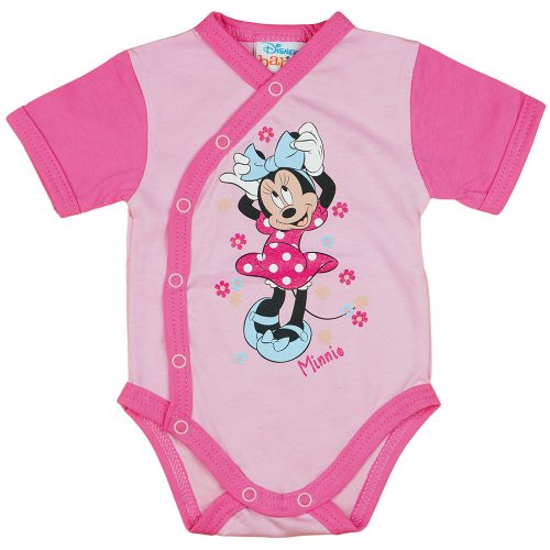 Disney Minnie virágos rövid ujjú baba body rózsaszín
