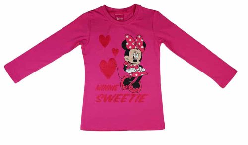 Disney Minnie csillámos, szíves hosszú ujjú lányka póló