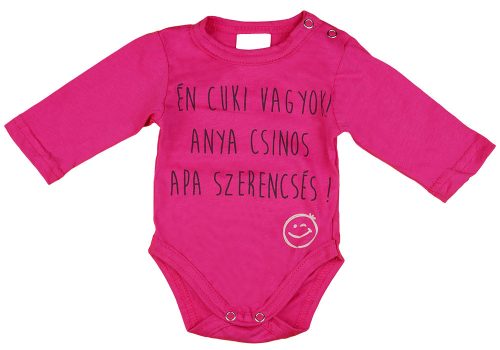 "Én cuki vagyok" feliratos hosszú ujjú baba body pink