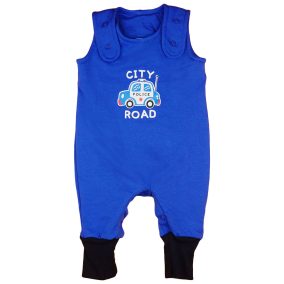   Rendőrautós belül enyhén bolyhos ujjatlan rugdalózó 2:1 méret