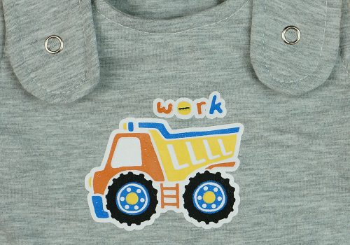 "Work" teherautó mintás ujjatlan, belül bolyhos rugdalózó 2:1 méret