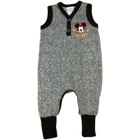Ujjatlan baba rugdalózó Mickey hímzéssel, szürke fekete színben