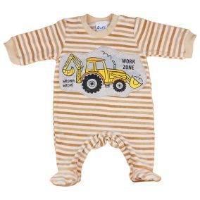   "Work Zone" munkagépes hosszú ujjú plüss rugdalózó