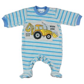   "Work Zone" munkagépes hosszú ujjú plüss rugdalózó