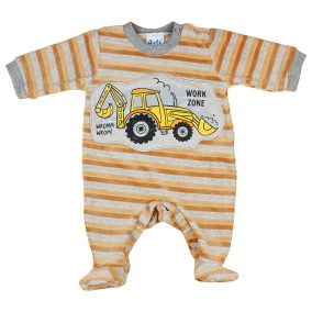   "Work Zone" munkagépes hosszú ujjú plüss rugdalózó