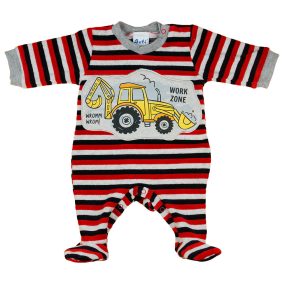   "Work Zone" munkagépes hosszú ujjú plüss rugdalózó