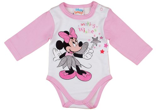 Disney Minnie tündéres hosszú ujjú baba body rózsaszín
