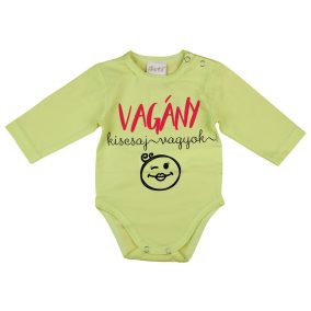   "Vagány kiscsaj vagyok" feliratos hosszú ujjú baba body zöld