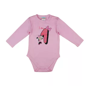 Disney Minnie szülinapos body 1 éves rózsaszín