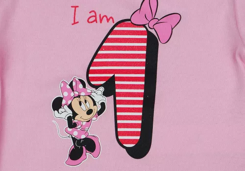 Disney Minnie szülinapos body 1 éves rózsaszín