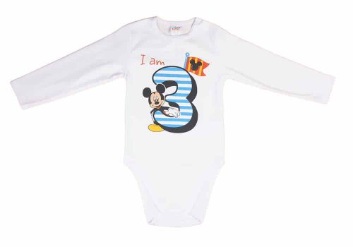 Disney Mickey szülinapos hosszú ujjú baba body 3 éves