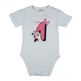   Disney Minnie szülinapos rövid ujjú baba body 1 éves fehér