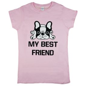   "My best friend" francia bulldogos női rövid ujjú póló