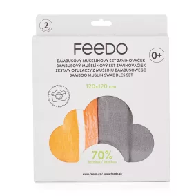 FEEDO Set bambusz muszlin pólya 2 db, 120x120 cm