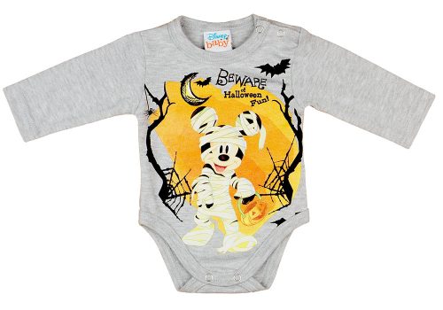 Disney Mickey Halloween hosszú ujjú baba body szürke