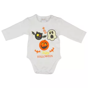 Halloween hosszú ujjú baba body fehér