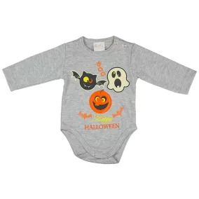 Halloween hosszú ujjú baba body szürke