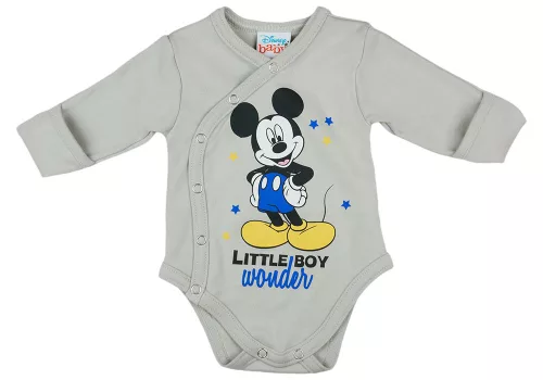 Disney Mickey hosszú ujjú baba body szürke