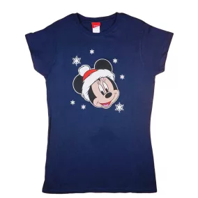 Rövid ujjú női póló karácsonyi Minnie egér mintával
