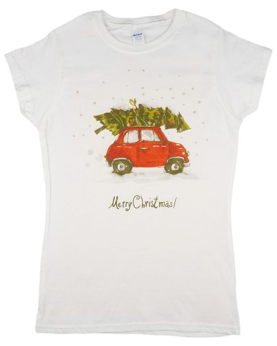 Karácsonyi vintage autós női póló