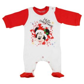 Hosszú ujjú karácsonyi rugdalózó Minnie egér mintával