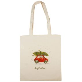 Karácsonyi autós hosszú fülű vászontáska