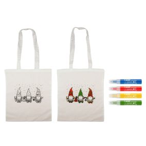 Karácsonyi színezhető manós vászontáska