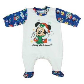   Hosszú ujjú, belül bolyhos karácsonyi rugdalózó Minnie egér mintával