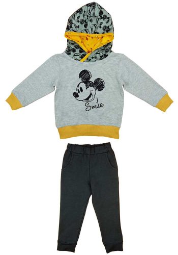 Kapucnis baba szabadidő szett Mickey egér mintával szürke és grafit színben