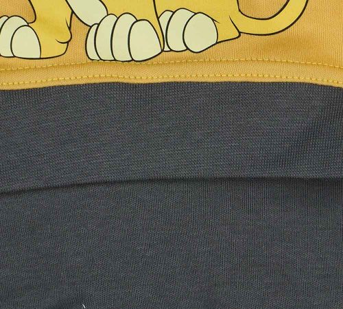 Hosszú ujjú kisfiú baba rugdalózó oroszlánkirály mintával sárga és szürke színben