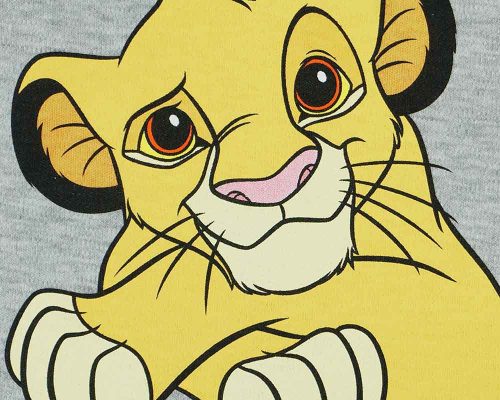 Ujjatlan baba kisfiú rugdalózó Oroszlánkirály mintával szürke színben