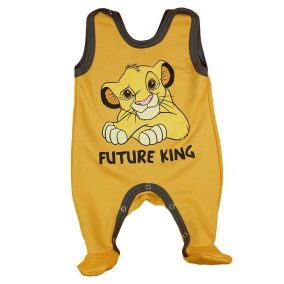 Ujjatlan baba kisfiú rugdalózó Oroszlánkirály mintával sárga színben